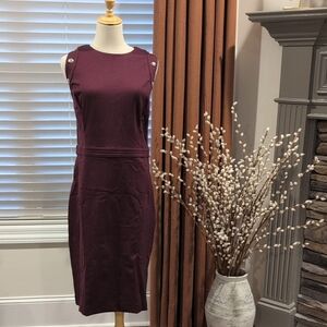 White House Black Market Plum Sheath Dress with Shoulder Buttons
